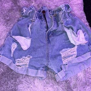Jean shorts size 0. Light blue, high rise.